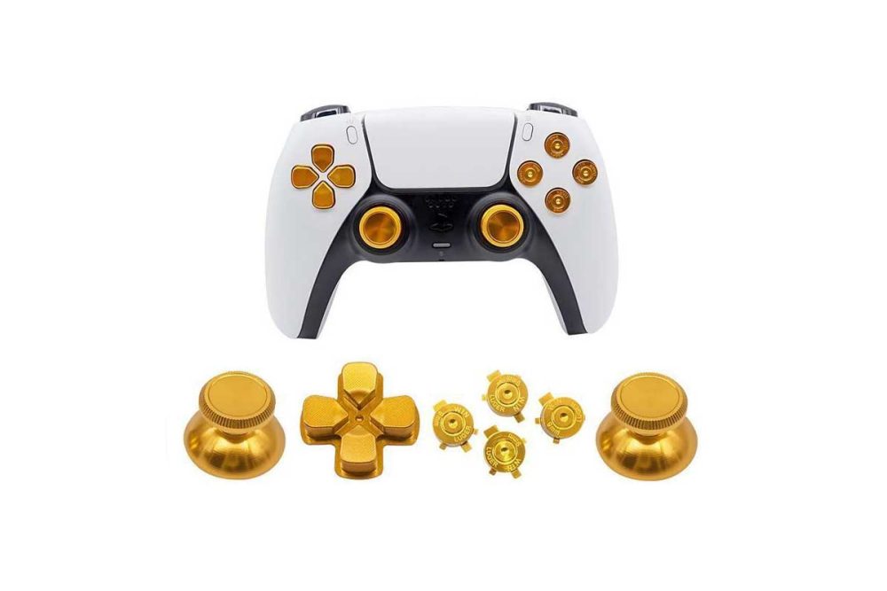 PS5 Bullet Buttons Gold + Sticks Alu